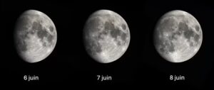 La Lune les 6, 7 et 8 juin 2025